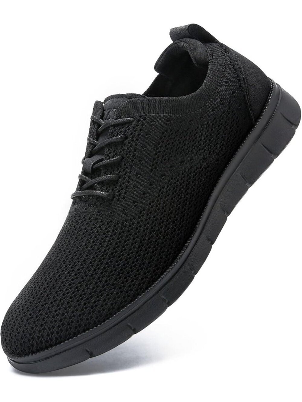 Men All Black Mesh Breathable Lace Up Lightweight Walking Casual Oxfords Sneaker